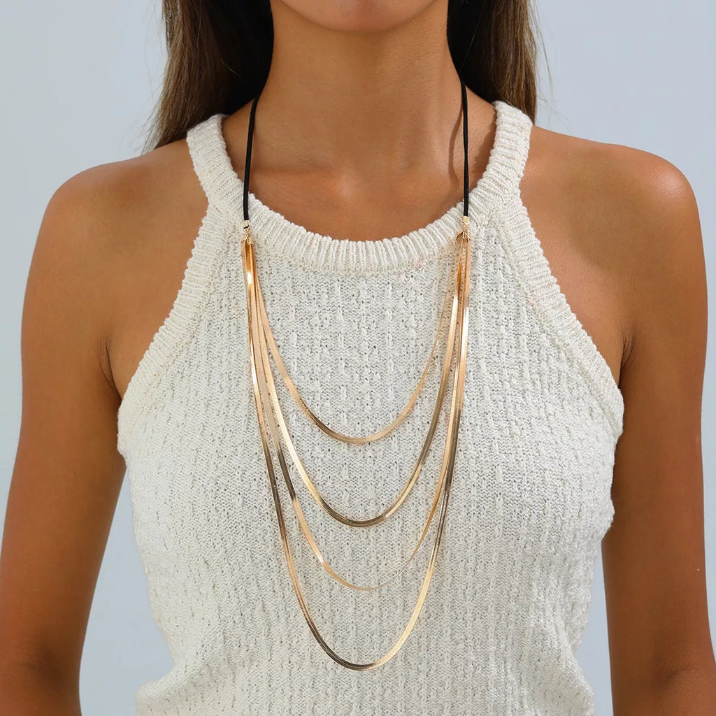 Layered gold-tone snake-chain necklace