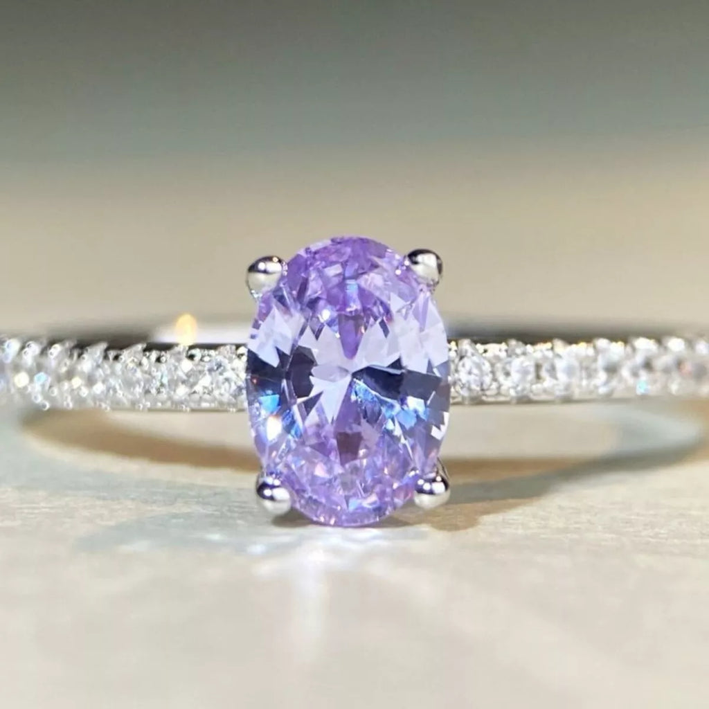 925 Sterling Silver Zircon Oval Ring