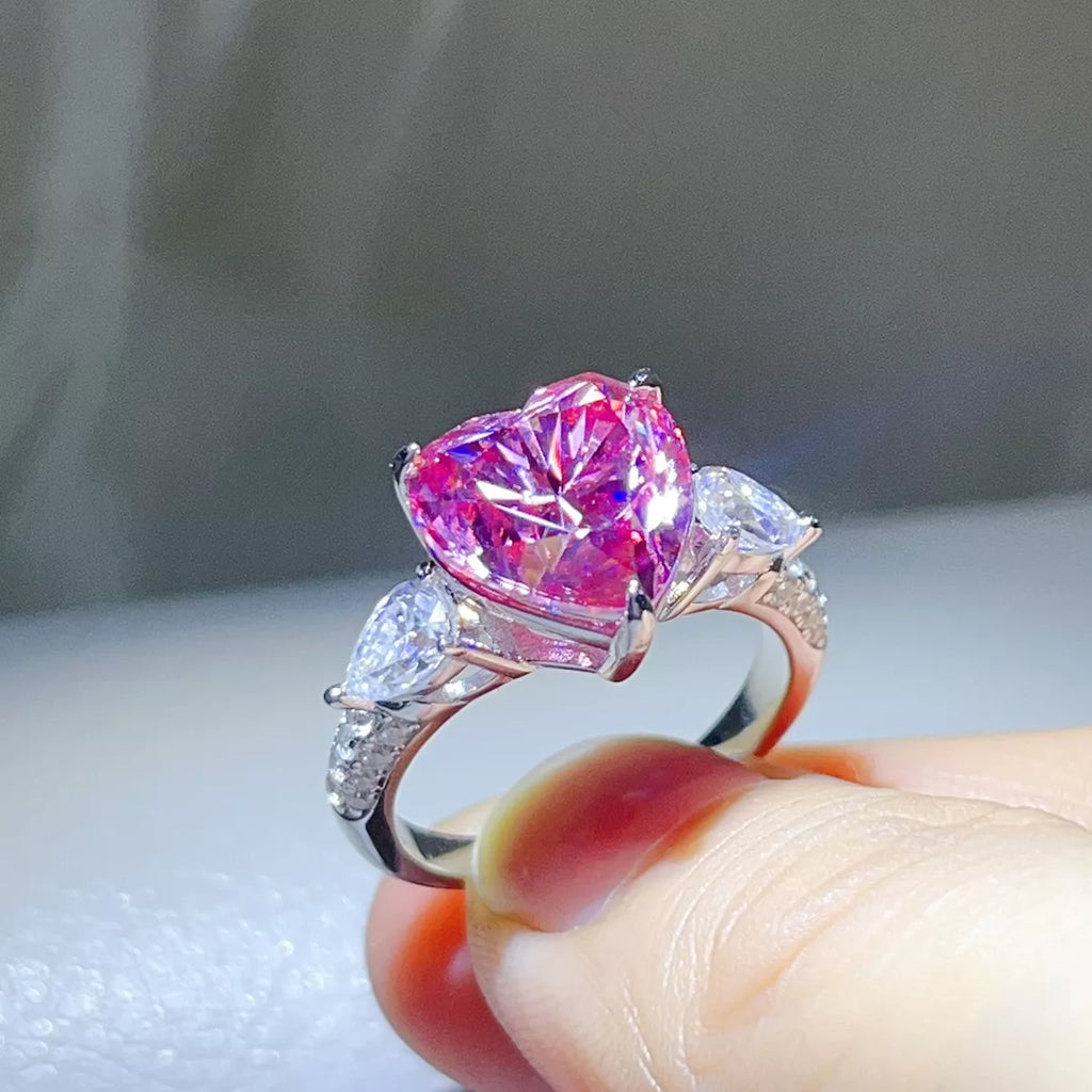 6 Carat 925 Sterling Silver Moissanite Heart Ring