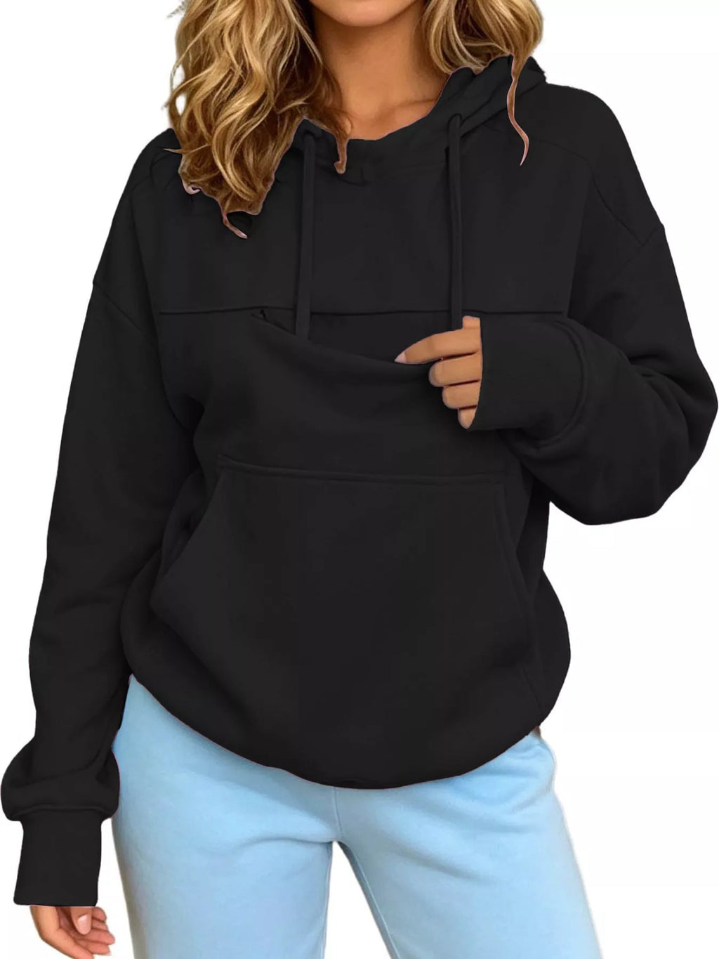Black cat Pouch Drawstring Hoodie