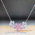 925 Sterling Silver Zircon Flower Necklace