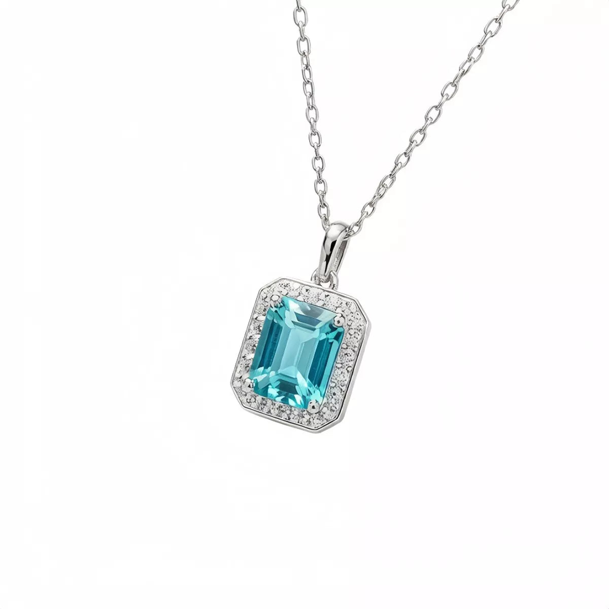 925 Sterling Silver Zircon Geometric Pendant Necklace
