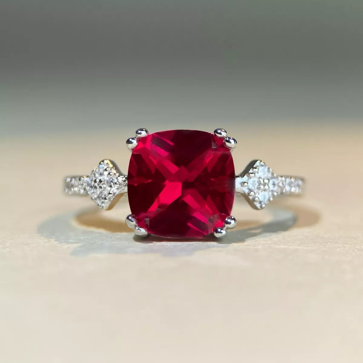 925 Sterling Silver Zircon Geometric Ring