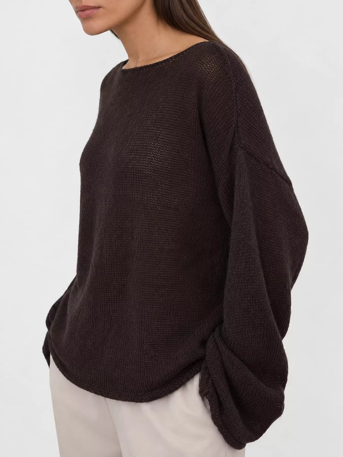 Dark brown sheer Lightweight Knit Top
