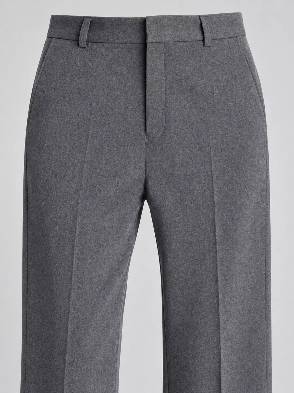 Gray high-Waisted Straight-Leg Pants — back view