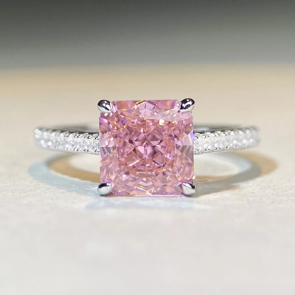 925 Sterling Silver Zircon Square Ring