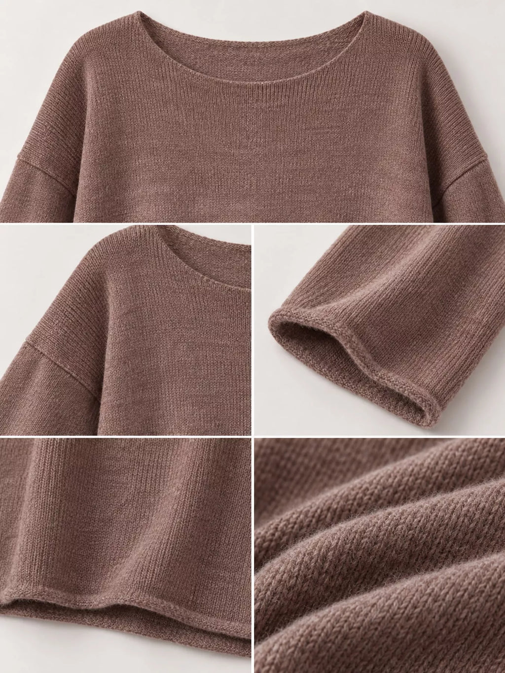 Taupe sheer Lightweight Knit Top — detail view