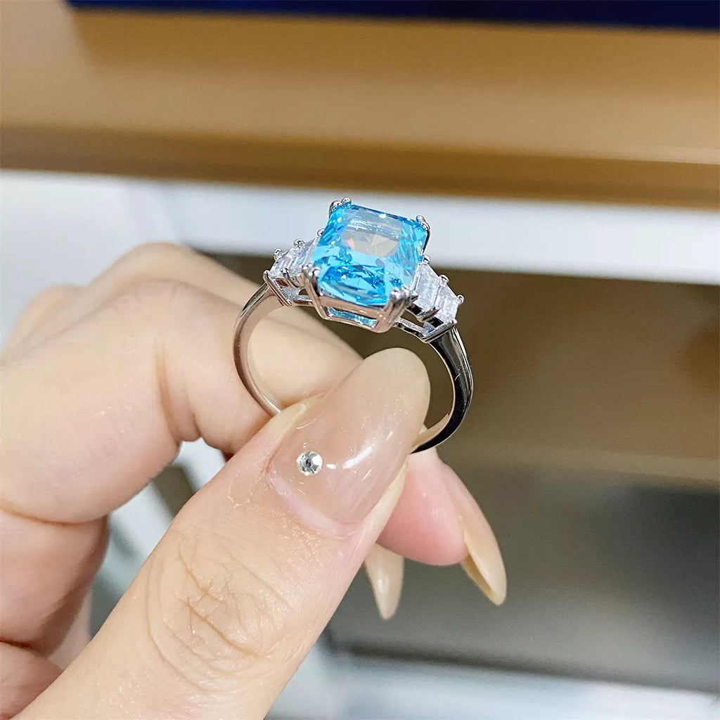 925 Sterling Silver Zircon Geometric Ring