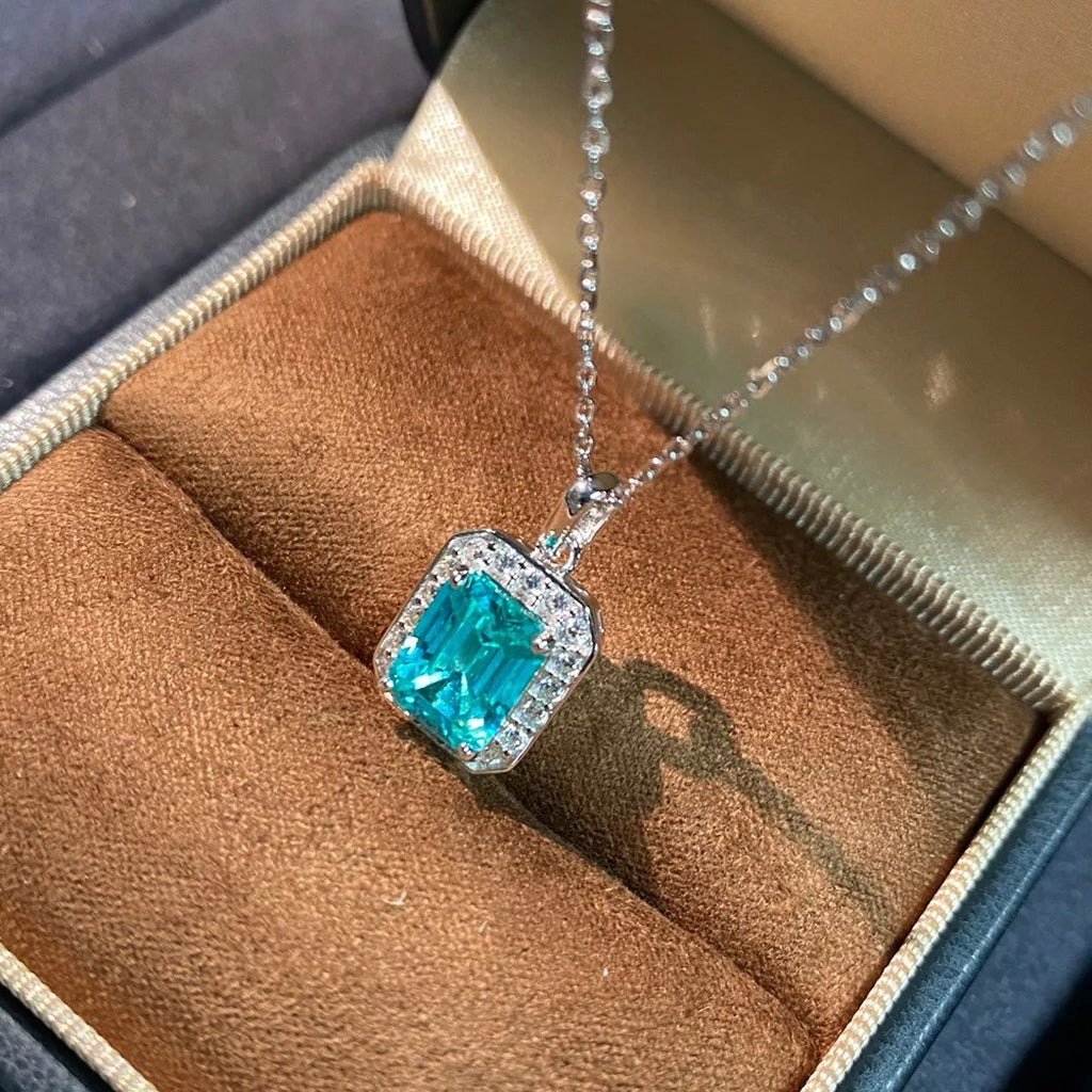 925 Sterling Silver Zircon Geometric Pendant Necklace