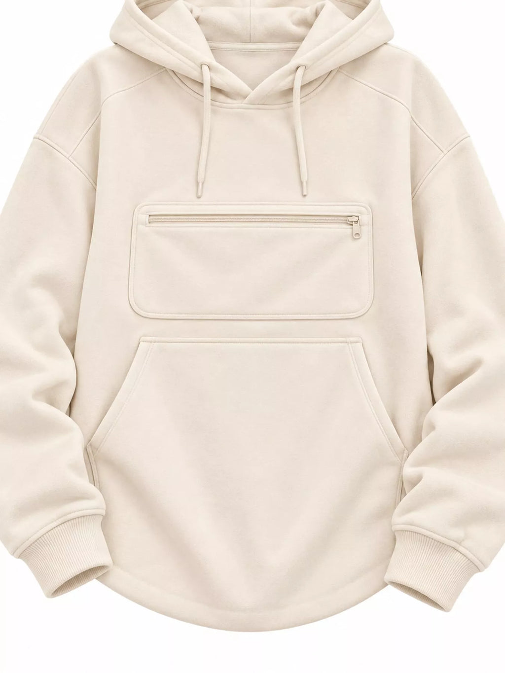 Cream cat Pouch Drawstring Hoodie