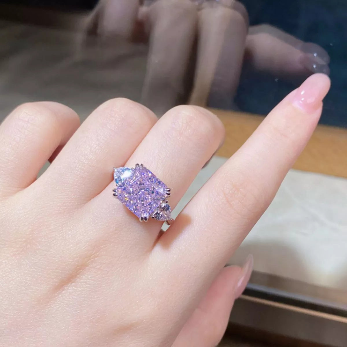925 Sterling Silver Zircon Geometric Ring