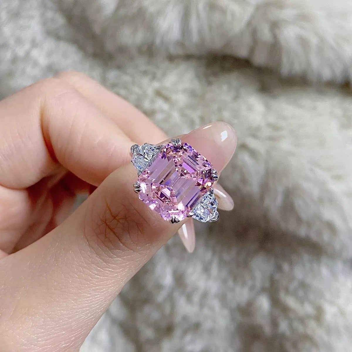 925 Sterling Silver Zircon Geometric Ring