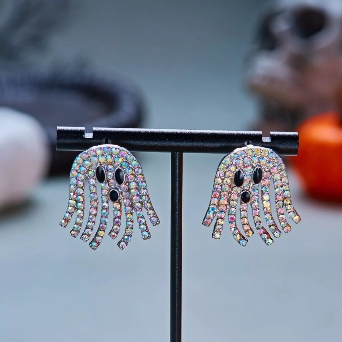 Halloween Rhinestone Ghost Shape Earrings
