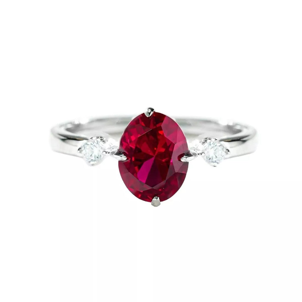 925 Sterling Silver Zircon Oval-Cut Ring