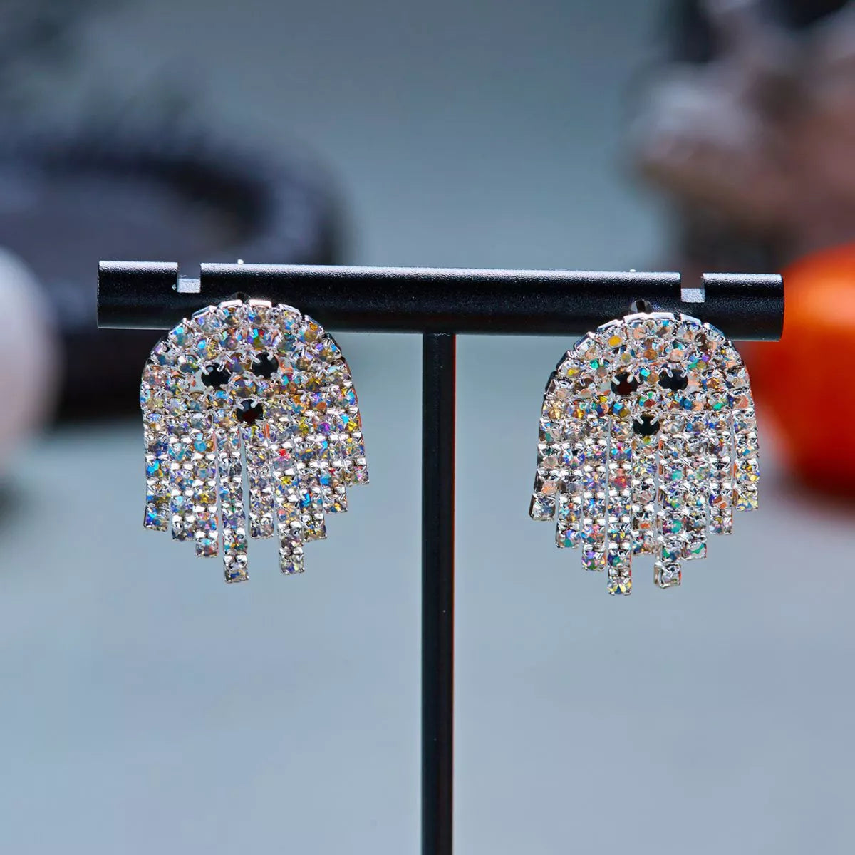 Halloween Rhinestone Ghost Shape Earrings