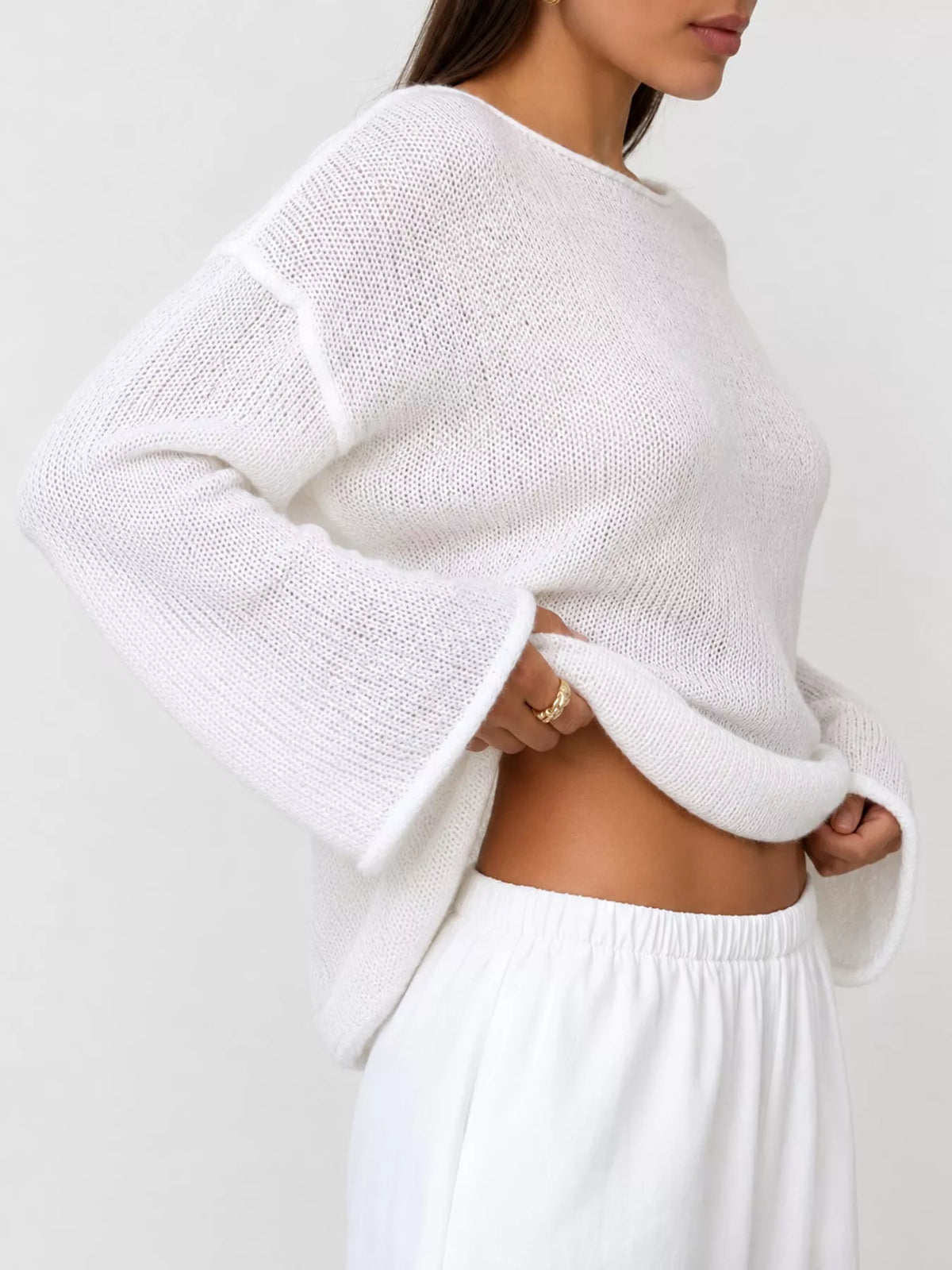 White sheer Lightweight Knit Top