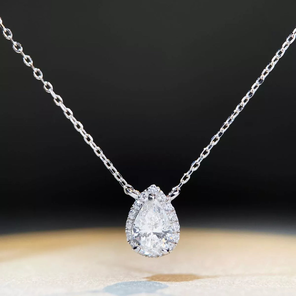 1.5 Carat 925 Sterling Silver Moissanite Teardrop Necklace