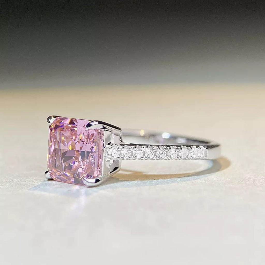 925 Sterling Silver Zircon Square Ring