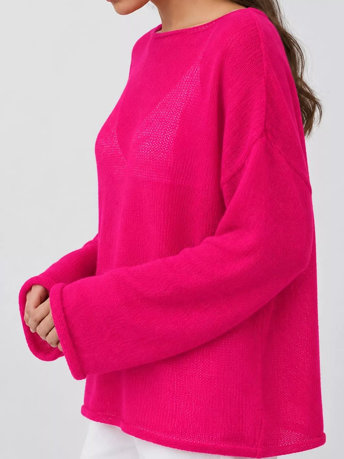 Hot pink sheer Lightweight Knit Top