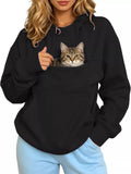 Black cat Pouch Drawstring Hoodie