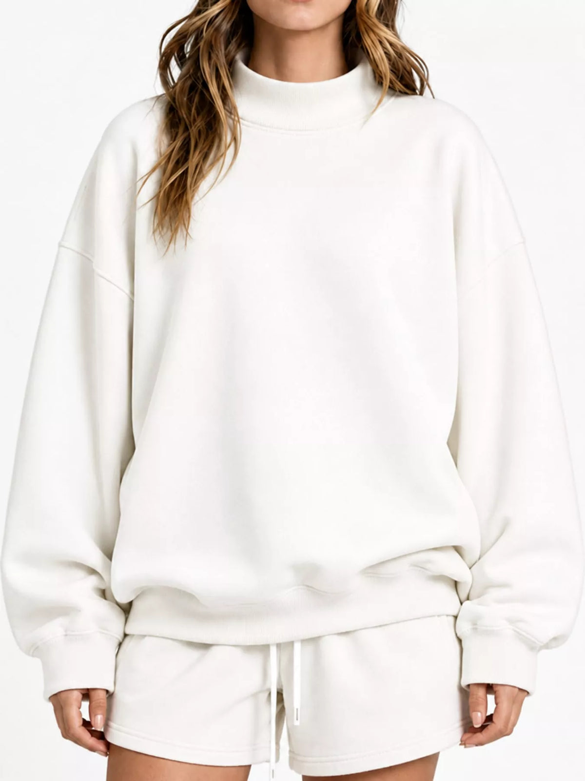 White oversized Dropped Shoulder Sweatshirt