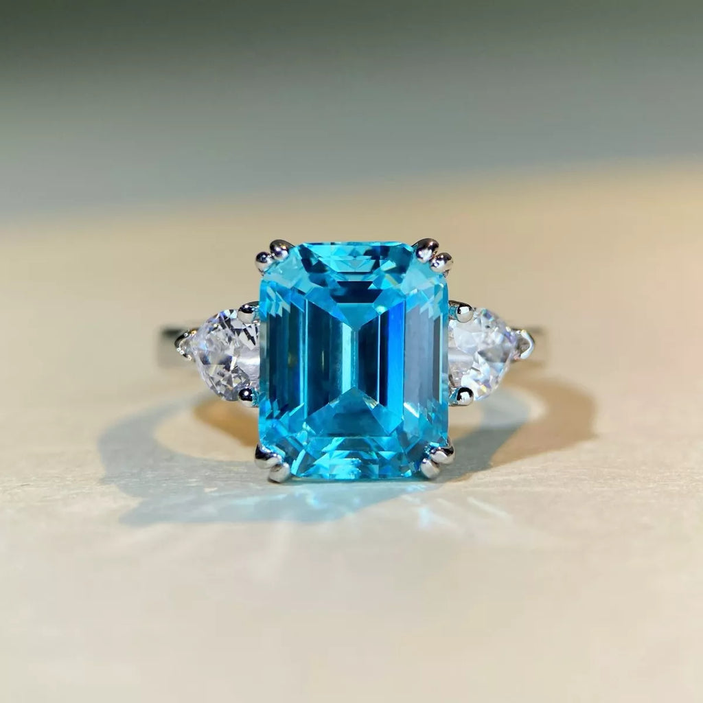 925 Sterling Silver Zircon Geometric Ring