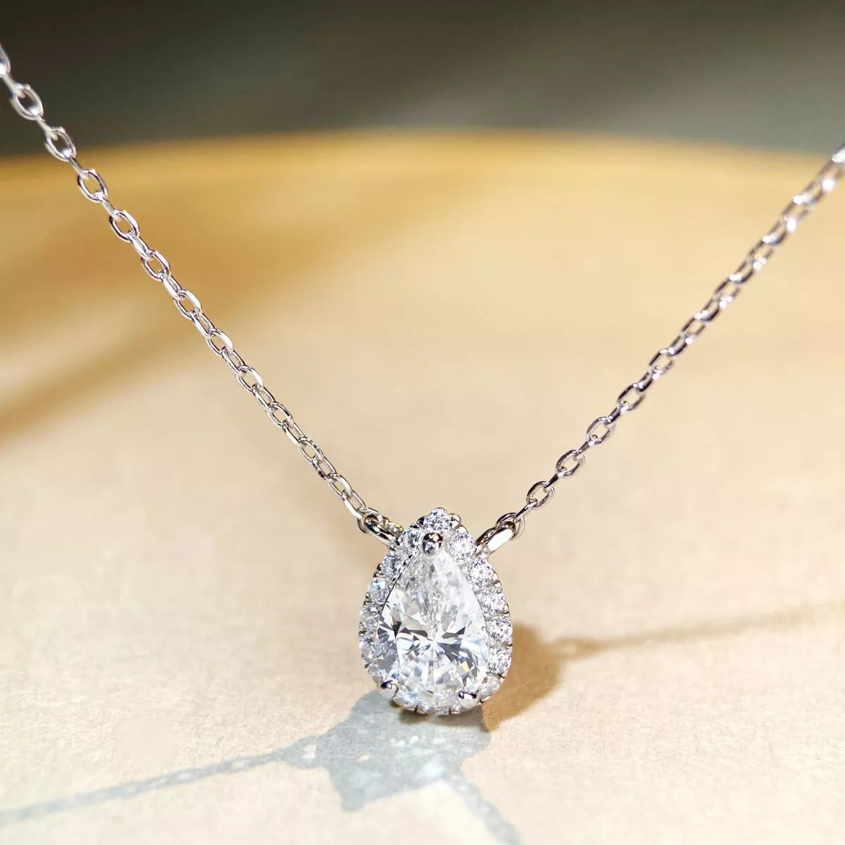 1.5 Carat 925 Sterling Silver Moissanite Teardrop Necklace