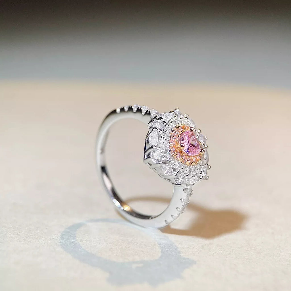 925 Sterling Silver Zircon Heart Ring