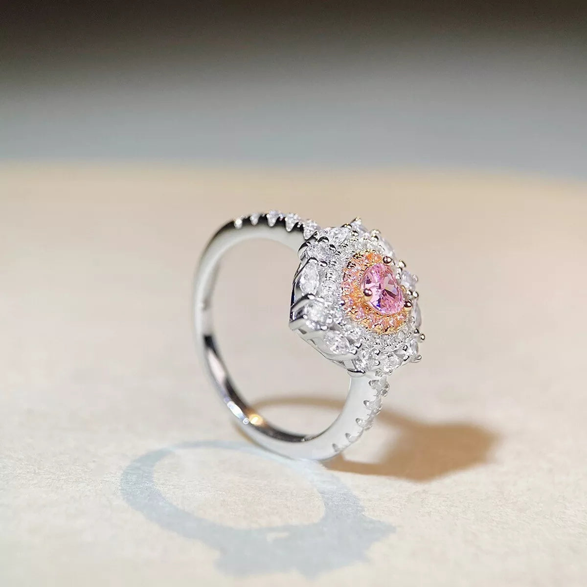 925 Sterling Silver Zircon Heart Ring