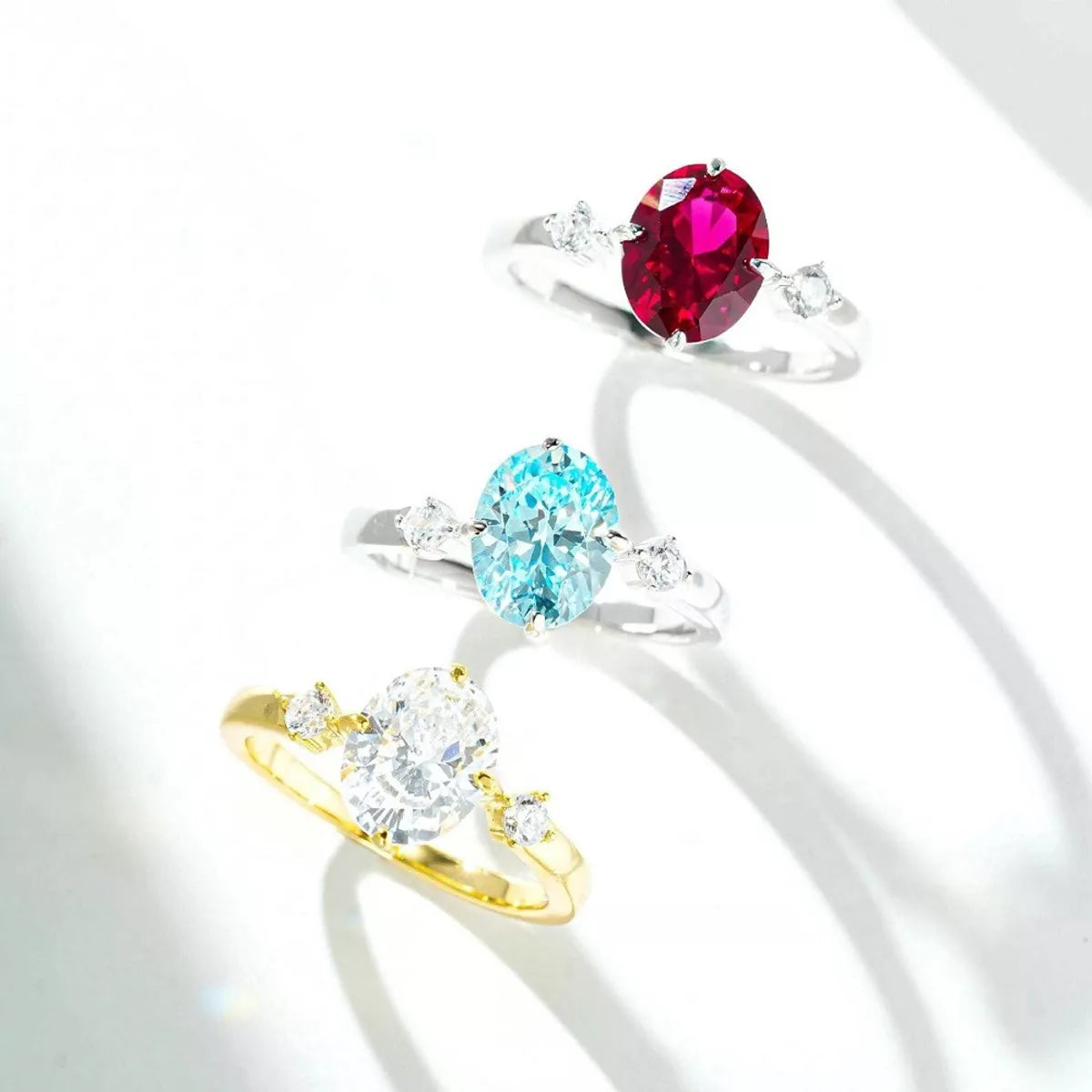 925 Sterling Silver Zircon Oval-Cut Ring
