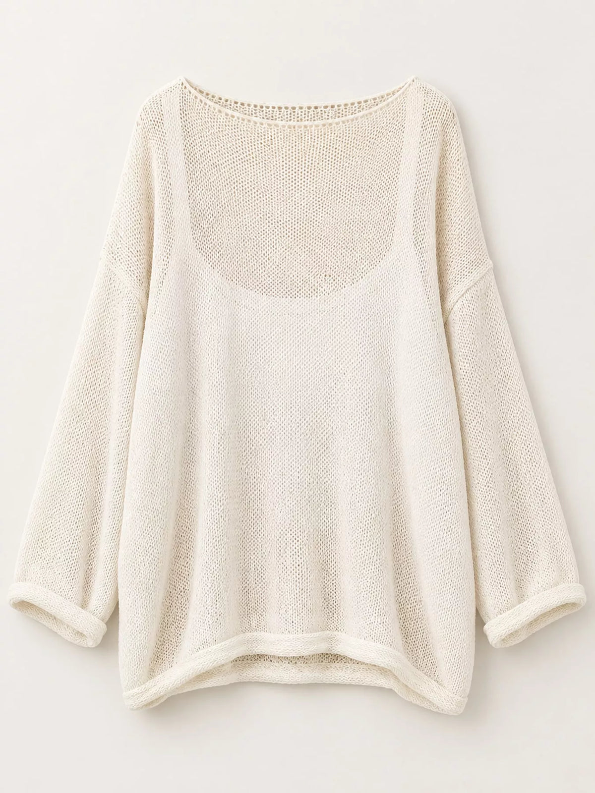 Cream sheer Lightweight Knit Top