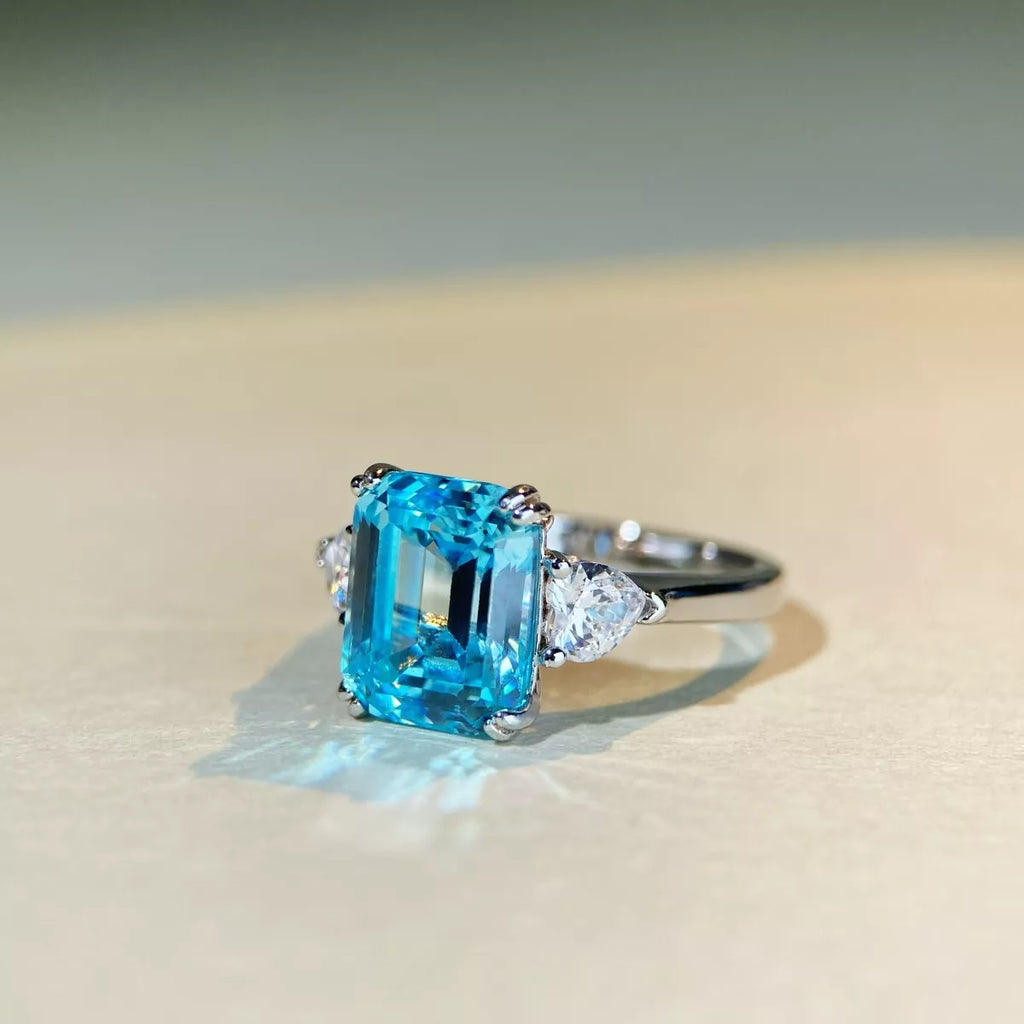 925 Sterling Silver Zircon Geometric Ring