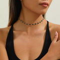 Green rhinestone choker necklace