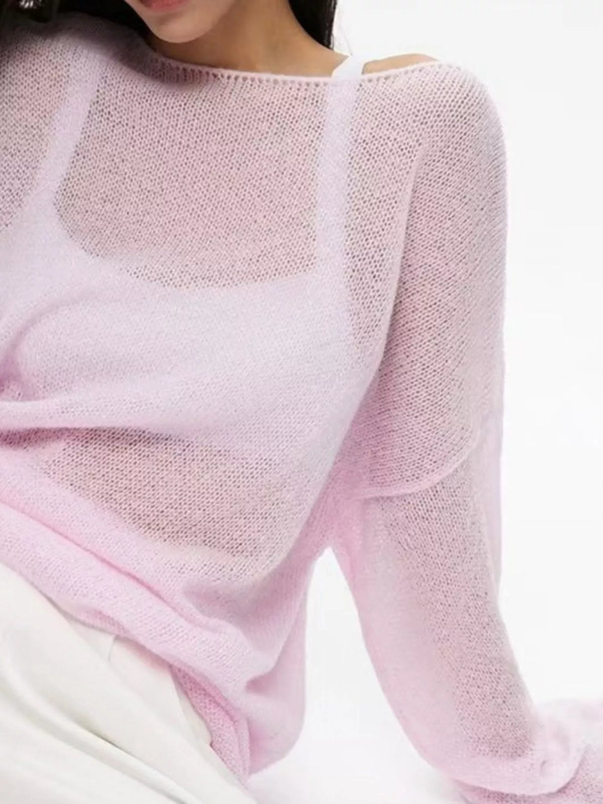 Pink sheer Lightweight Knit Top