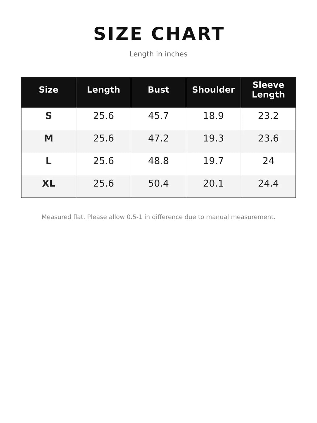 Size chart for oversized leopard print zip-up hoodie