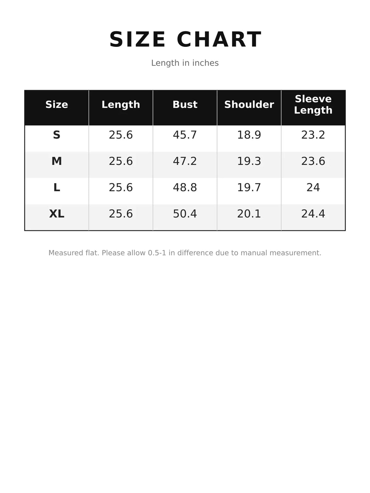 Size chart for oversized leopard print zip-up hoodie