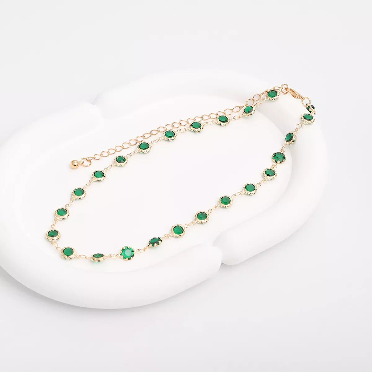 Green rhinestone choker necklace