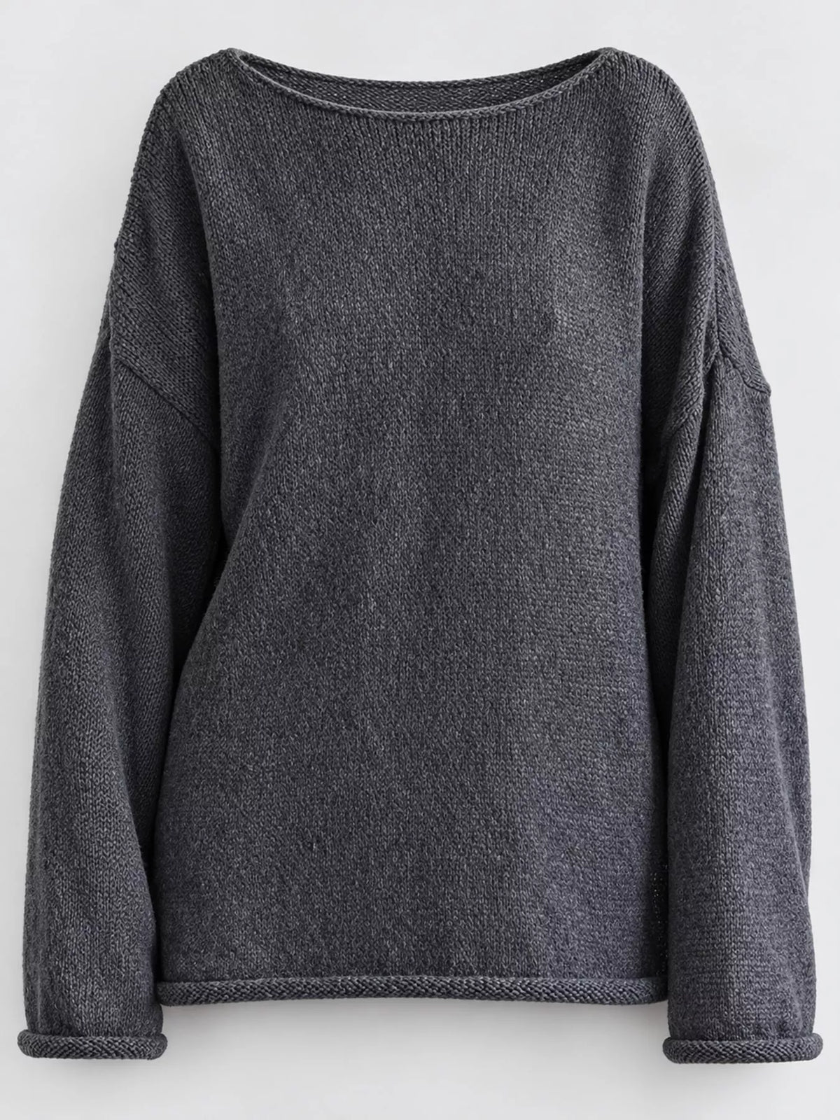Charcoal gray sheer Lightweight Knit Top — detail view