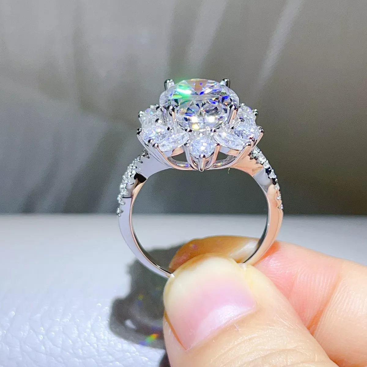 8 Carat 925 Sterling Silver Moissanite Ring