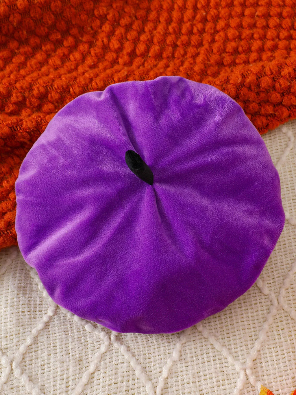 Purple beret-style baby hat