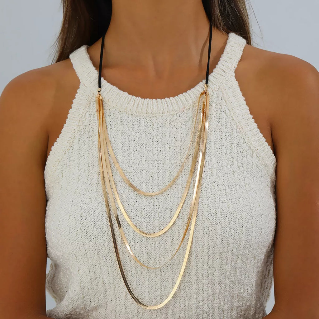 Layered gold-tone snake-chain necklace