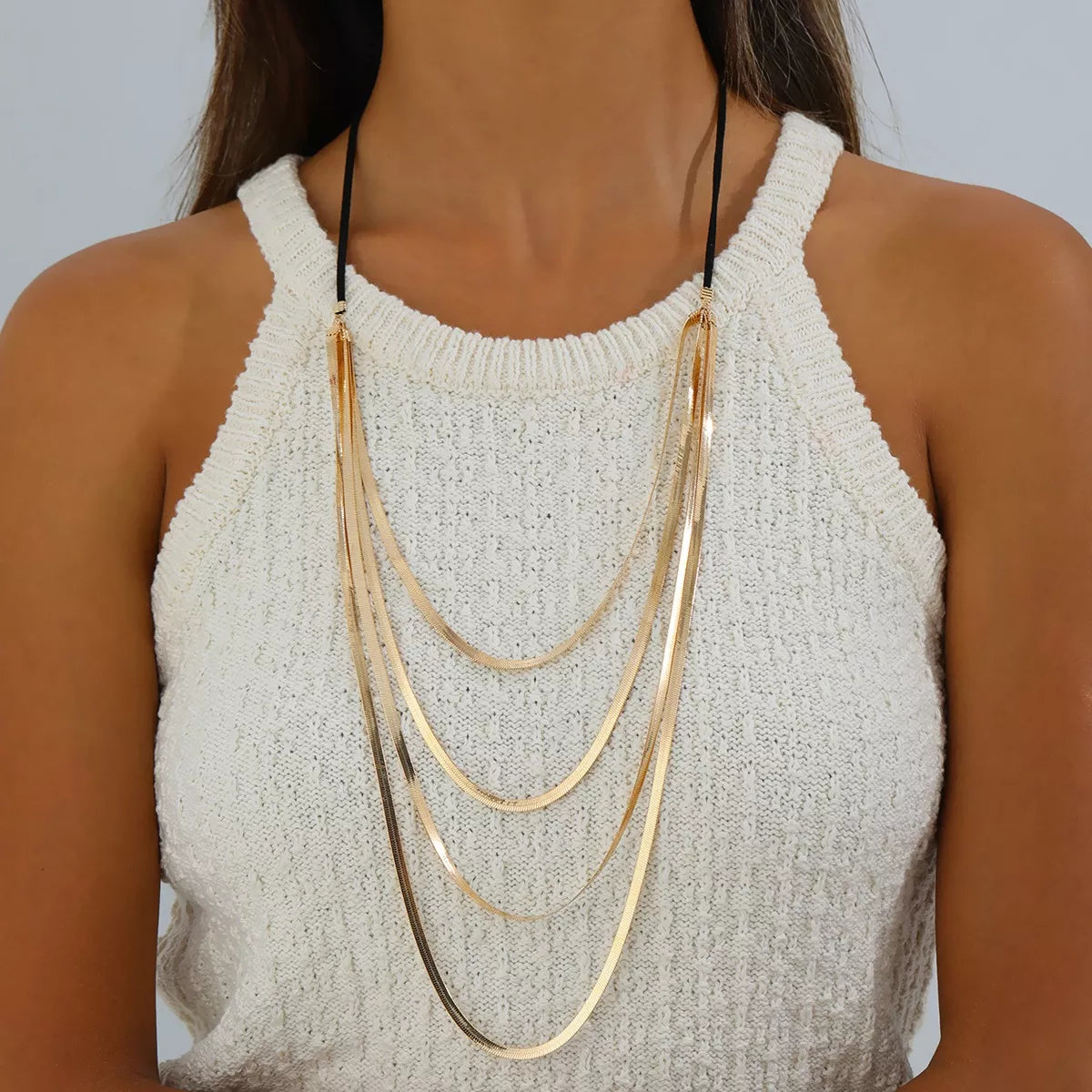 Layered gold-tone snake-chain necklace