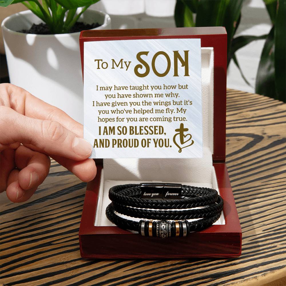 To My Son - Mens Leather Bracelet