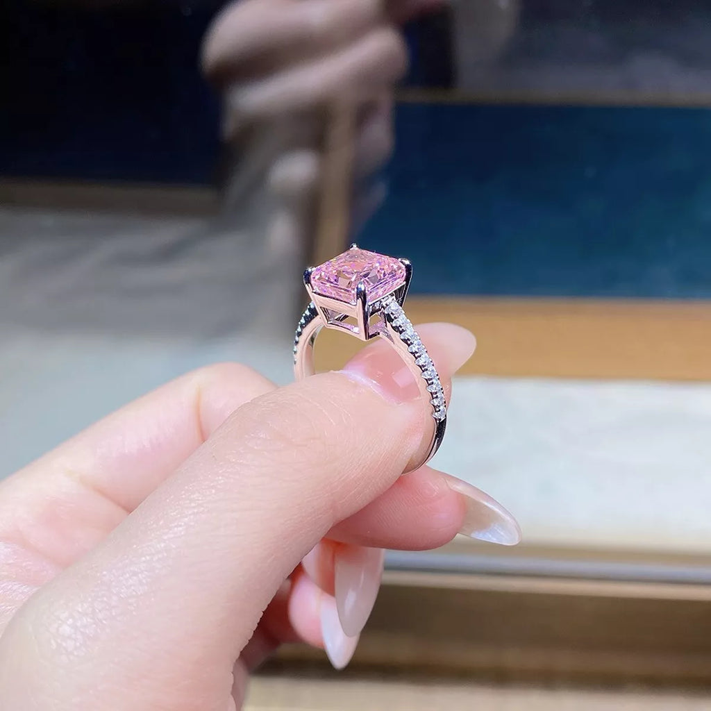 925 Sterling Silver Zircon Square Ring