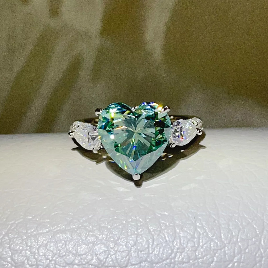 6 Carat 925 Sterling Silver Moissanite Heart Ring