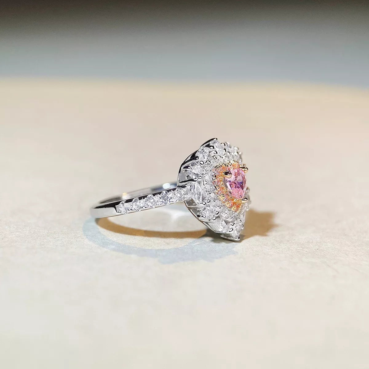 925 Sterling Silver Zircon Heart Ring