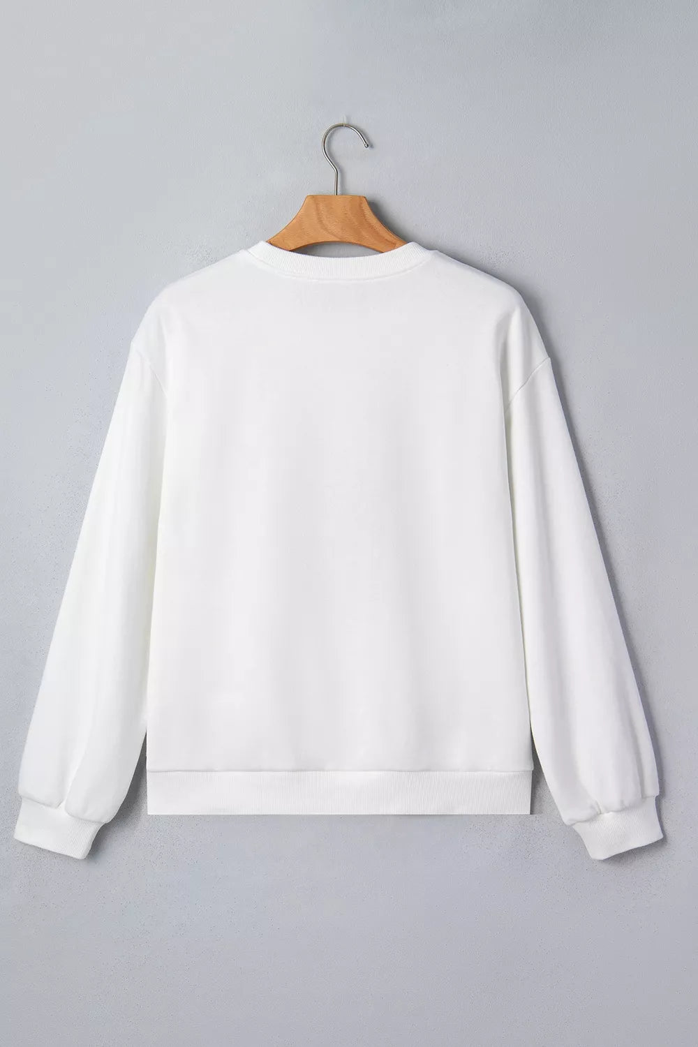 White embroidered Gingerbread Cozy Christmas Long Sleeve Round Neck Sweatshirt — back view