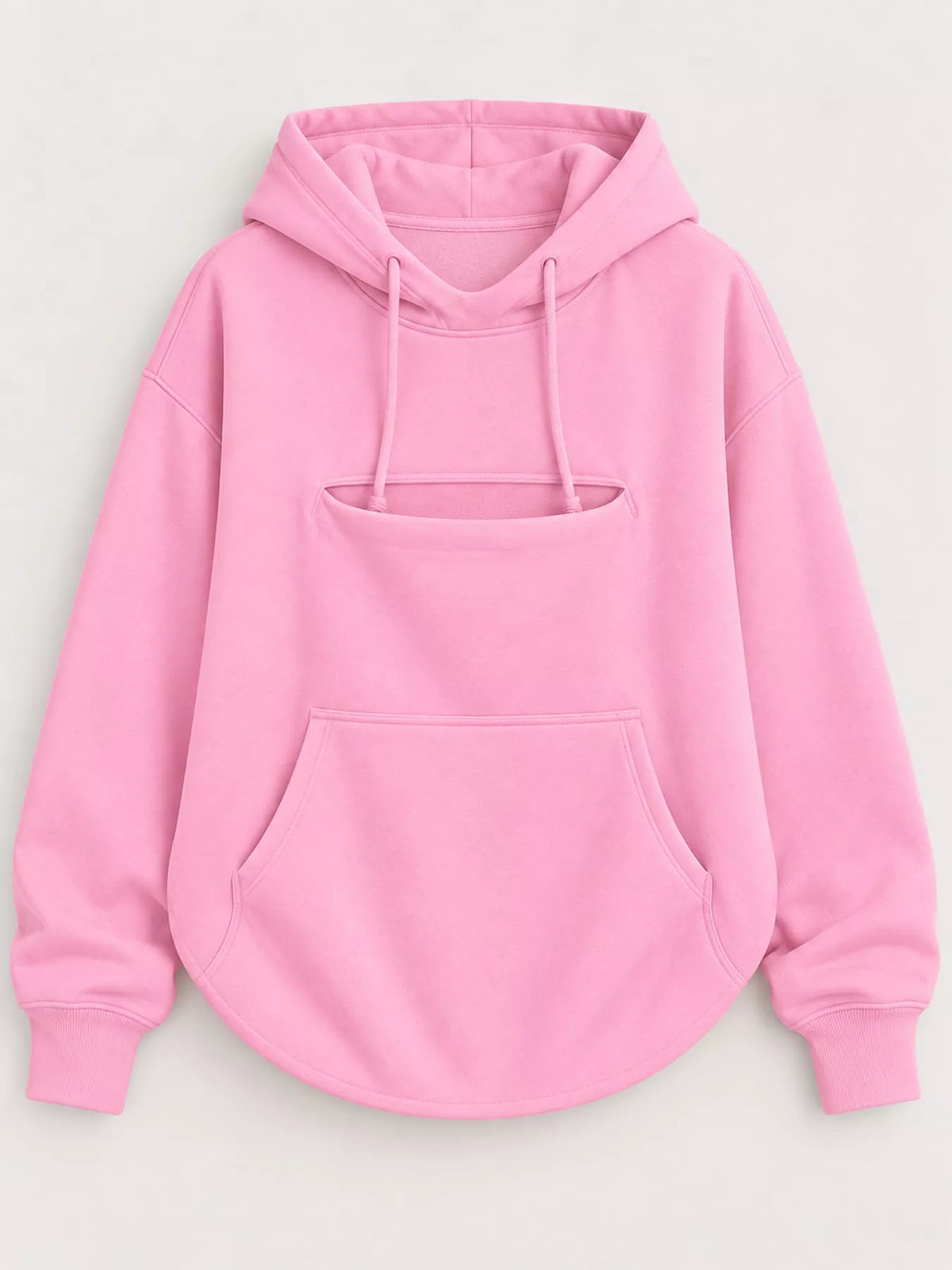 Pink cat Pouch Drawstring Hoodie