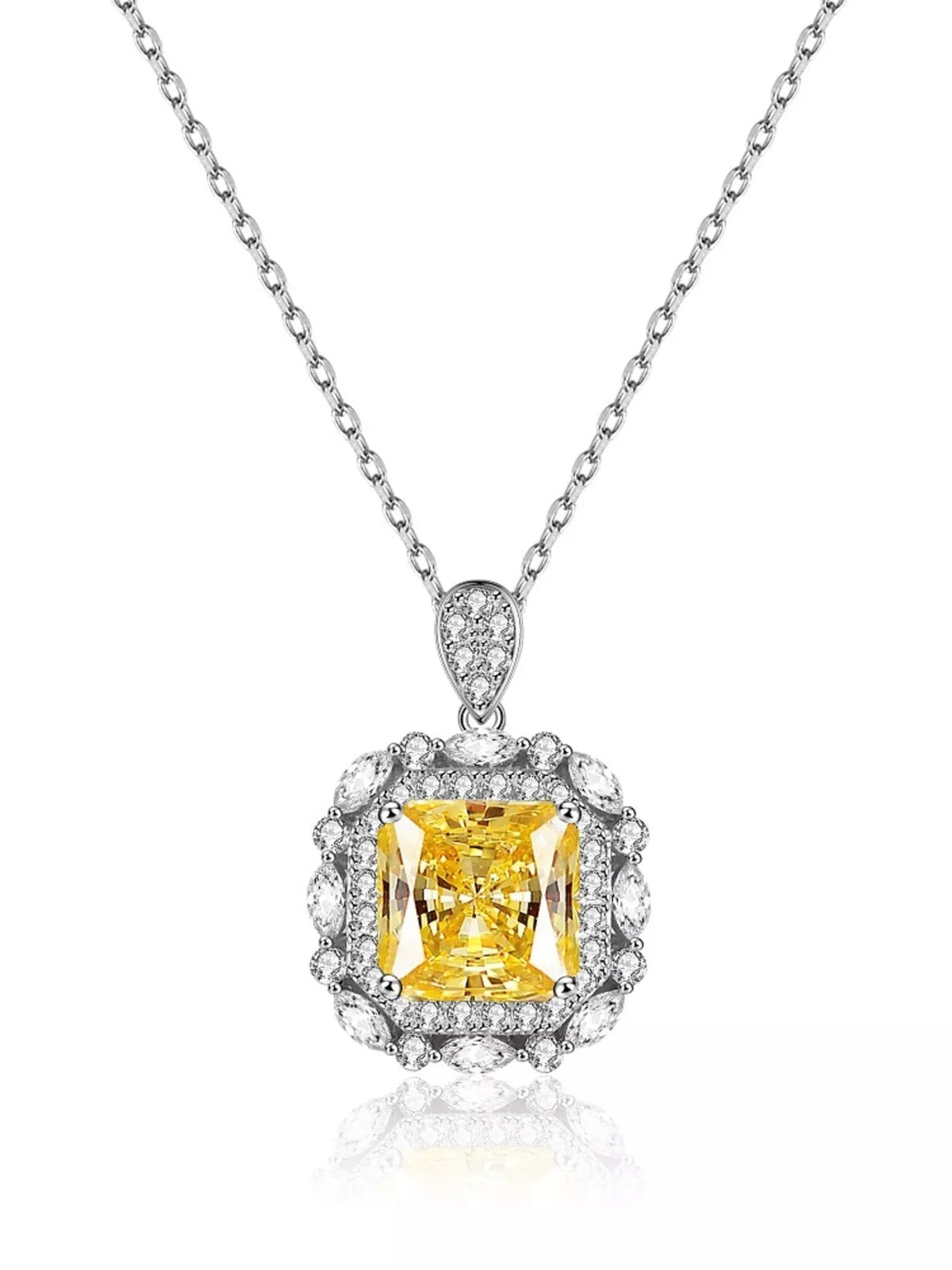 925 Sterling Silver Zircon Geometric Pendant Necklace
