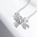 925 Sterling Silver Zircon Bow Teardrop Necklace